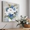 Blue Flower Wall Art for Living Room White Floral Canvas Pictures Modern Paintings Framed Artwork for Bedroom Bathroom Dining Room Office Wall Decor